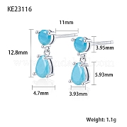 Серьги-пусеты с подвесками и каплевидными циркониями SC9593-08