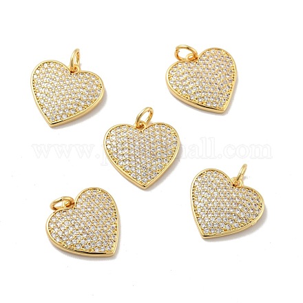 Сердце латунные микро проложить кубического циркония подвески KK-G419-23G-01-1