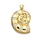 Brass Micro Pave Cubic Zirconia Pendants, Spiral Shell, Long-Lasting Plated, Cadmium Free & Lead Free, Rack Plating, Real 18K Gold Plated, 28.5x21x4.5mm, Hole: 4x3mm