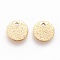 Ion Plating(IP) 304 Stainless Steel Charms, Textured, Flat Round with Bumpy, Golden, 8x1mm, Hole: 1.2mm