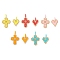 2Pcs 2 Styles Glass Seed Beaded Pendants, Heart & Cross, Mixed Color, 20~28.5x14~17.5x3.5mm, Hole: 2.5mm