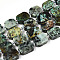 Natural African Turquoise(Jasper) Beads Strands, with Seed Beads, Rectangle, 10~12.5x8~9x4~5mm, Hole: 0.9mm, seed beads: 3x3x2, hole: 0.8mm, about 28pcs/strand, 15.55''(39.5cm)