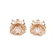 Brass Micro Pave Cubic Zirconia Pendants, Nickel Free, Flower Charms, Real 18K Gold Plated, Clear, 15x13.5x5mm, Hole: 1.6mm