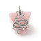 Natural Rose Quartz Pendants, Pyramid Charm, with Stainless Steel Color Plated 304 Stainless Steel Snake Findings, 21.5x20x31mm, Hole: 3mm