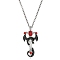 Alloy Siam Rhinestone Dragon Sword Pendant Necklaces, with Black Enamel, Antique Silver, 18.50 inch(47cm)