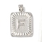 Rack Plating Brass Pendants, Long-Lasting Plated, Lead Free & Cadmium Free, Square with Letter Charms, Letter F, 24x17x2.5mm, Hole: 4x3.5mm