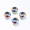 PVD Vacuum Plating 202 Stainless Steel Beads, with Plastic, Slider Beads, Rondelle, Rainbow Color, 9x4.5mm, Hole: 3mm