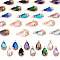 CHGCRAFT 20Pcs 10 Colors Faceted Transparent Glass Teardrop Charms Glass Teardrop with Flower Charms for DIY Jewelry Making,16x9x6mm