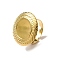 304 Stainless Steel Cuff Ring Components, Pad Ring Settings, Flat Round, Ion Plating(IP), Real 18K Gold Plated, Tray: 14.5mm, Inner Diameter: 18mm
