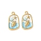 304 Stainless Steel Enamel Pendants, with ABS Imitation Pearl Beads, Ion Plating(IP), Golden, Blue, 22x13x3mm, Hole: 2mm