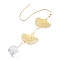 Faceted Glass Sun Catcher Pendant Decorations, with Brass and Iron Findings, for Home, Garden Decor, Ginkgo Leaf, Golden, 465mm