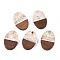 Transparent Resin and Walnut Wood Pendants, Oval Charms with Gold Foil, Antique White, 23x15.5x3.5mm, Hole: 2mm