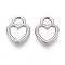 304 Stainless Steel Pendant Cabochon Settings, Heart, Stainless Steel Color, 19.5x14.2x2.9mm, Hole: 5x4.1mm