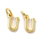 Brass Pendants, Cadmium Free & Nickel Free & Lead Free, with Jump Ring, Letter U, 10.5x6x1.5mm, Ring: 5x1mm, inner diameter: 3mm