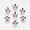 Non-Tarnish 5-Petal 201 Stainless Steel Flower Bead Caps, Stainless Steel Color, 7x2mm, Hole: 1.4mm