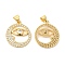 Brass Micro Pave Clear Cubic Zirconia Pendants, Cadmium Free & Lead Free, Moon with Eye Charms, Real 16K Gold Plated, 20.5x18x2.5mm, Hole: 4.5x3.5mm