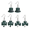 3 Pair 3 Style Saint Patrick's Day Alloy Enamel Dangle Earrings with Brass Pins for Women, Hat & Clover Earrings, Dark Green, 38~40mm, 1 Pair/style