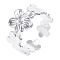 Stainless Steel Flower Open Cuff Rings for Women Men, Stainless Steel Color