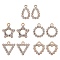 10Pcs 5 Style UV Plating Acrylic Pendants, with Crystal Rhinestone, Triangle & Teardrop & Star & Ring & Heart, Light Gold, 20~24x14~21x3~3.5mm, Hole: 2mm, 2Pcs/style