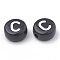 Opaque Acrylic Beads, Horizontal Hole, Alphabet Style, Flat Round, Letter.C, 7x4mm, Hole: 1.5mm, about 3700pcs/500g