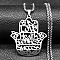 201 Stainless Steel Hollow Cut Hamsa Hand Pendant Necklaces, Stainless Steel Color, 23.31 inch(59.2cm)