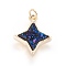 Druzy Resin Pendants, with Brass Finding, Star, Golden, Blue, 20x16.5x4~6mm, Hole: 3mm