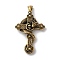 PVD Vacuum Plating 304 Stainless Steel Big Pendants, Cross with Dragon & Skull Charms, Antique Golden, 55x36x12mm, Hole: 9x5mm
