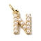 Rack Plating Brass with ABS Plastic Imitation Pearl Charms, Long-Lasting Plated, Lead Free & Cadmium Free, Real 18K Gold Plated, Letter N, 10.5x7.5x3mm, Hole: 3mm