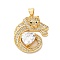 Brass Micro Pave Cubic Zirconia Pendants, Cadmium Free & Lead Free, Leopard, Real 16K Gold Plated, 26.5x22.5x6mm, Hole: 3.5x3mm