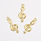 Treble Clef Pendants, Cadmium Free & Lead Free, Musical Note, Golden, 26x10x2mm, Hole: 1.5~1.8mm