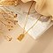 Fashionable Stainless Steel Irregular Textured Rectangle Pendant Necklaces for Women, Real 18K Gold Plated, 15.75 inch(40cm)