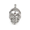 Halloween Theme 304 Stainless Steel Pendants, Stainless Steel Color, Non-Tarnish, Skull, 45x24x10.5mm, Hole: 4x5.5mm