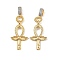 Brass Micro Pave Cubic Zirconia Pendants, Cross, Lead Free & Cadmium Free, Long-Lasting Plated, Rack Plating, Real 18K Gold Plated, 40x20x7mm, Hole: 6.5x4.5mm