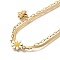 Ion Plating(IP) 304 Stainless Steel Enamel Double Layer Flower & Bees Pendant Necklaces for Women, Real 14K Gold Plated, White, 16.34 inch(41.5cm)