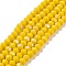 Electroplate Opaque Solid Color Glass Beads Strands, Half Rainbow Plated, Faceted, Rondelle, Yellow, 2.3~2.7x1.5mm, Hole: 0.4mm, about 144~150pcs/strand, 28~29cm