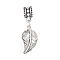 Tibetan Style Alloy European Dangle Charms, Large Hole Pendants, Leaf, Antique Silver, 29.5mm, Pendant: 18.5x10.5x1mm, Hole: 4.5mm
