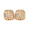 Brass Micro Pave Clear Cubic Zirconia Beads, Cadmium Free & Nickel Free & Lead Free, Square, Real 18K Gold Plated, 11x11x7mm, Hole: 1.8mm