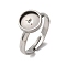 304 Stainless Steel Adjustable Ring Components, with 201 Stainless Steel Flat Round Plain Pad Ring Settings, Stainless Steel Color, Tray: 8mm, Inner Diameter: 17mm
