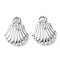 Non-Tarnish 304 Stainless Steel Charms, Shell Shape Charms, Stainless Steel Color, 9.5x7.5x2.4mm, Hole: 1mm
