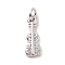 Brass Micro Pave Cubic Zirconia Charms, with Jump Ring, Cadmium Free & Lead Free, Violin Charms, Musical Instrument Charms, Platinum, 14.5x5.5x2mm, Hole: 2.8mm