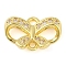 Brass Micro Pave Clear Cubic Zirconia Connector Charms, Bowknot Links, Real 18K Gold Plated, 7x11x3mm, Hole: 1.2mm