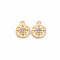 Brass Micro Pave Clear Cubic Zirconia Charms, Nickel Free, Flat Round with Star, Real 18K Gold Plated, 10x7.5x1.5mm, Hole: 1.2mm