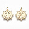 Brass Micro Pave Clear Cubic Zirconia Pendants, Flat Round with Anchor, Nickel Free, Real 18K Gold Plated, 18.5x18x2mm, Jump Ring: 5x0.8mm, Inner Diameter: 3mm