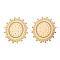 Brass Stud Earring Findings, with Vertical Loop, Cadmium Free & Nickel Free & Lead Free, Sun, Real 18K Gold Plated, 25x25mm, Hole: 1.4mm & 1.2mm, Pin: 0.8mm