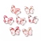 Transparent Baking Paint Glass Beads, with Glitter Powder, Butterfly, Cerise, 10x14x5.5mm, Hole: 1mm