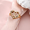 Heart with Flower Hollow Out Brass Finger Rings, Golden, Letter Y, Inner Diameter: 17mm