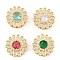 Brass Micro Pave Cubic Zirconia Slide Charms, Long-Lasting Plated, Flower, Golden, 13.5x7mm, Hole: 2x12mm