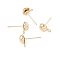 304 Stainless Steel Stud Earring Findings, with Horizontal Loop, Half Round, Real 18K Gold Plated, 9x6mm, Hole: 1mm, Pin: 0.7mm