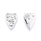 Brass Micro Pave Clear Cubic Zirconia Pendants, Heart with Planet, Real Platinum Plated, 15x11x2mm, Hole: 1mm