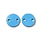 Spray Painted 201 Stainless Steel Connector Charms, Flat Round, Deep Sky Blue, 8x1mm, Hole: 1.2mm